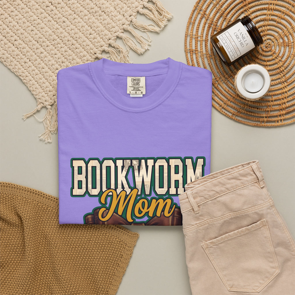 Book Bow T-Shirt Moms Reading Gift Women Bold Graphic T-Shirt Bookmark T-Shirt Mother Fan Graphic Design Book Illustration Retro Stacked Books