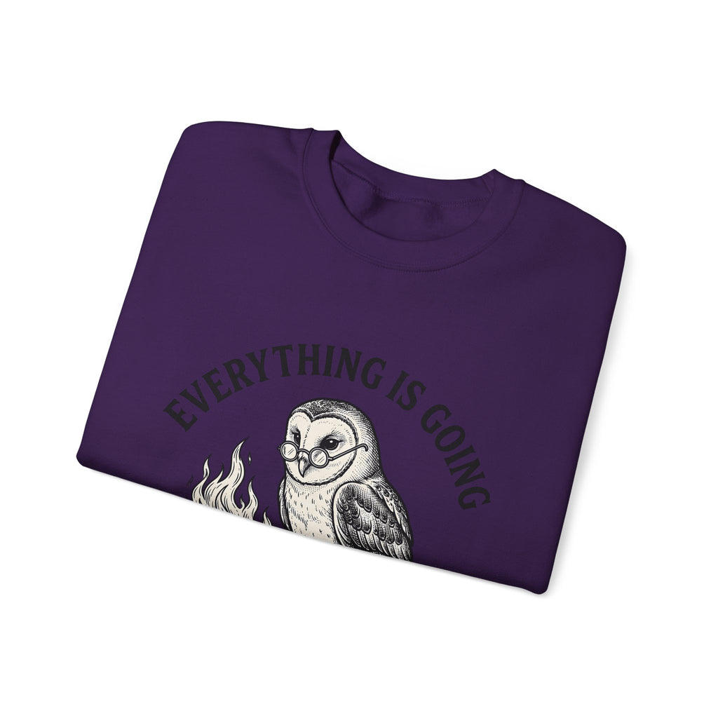 Owl Eyeglasses Sweatshirt Funny Critters Gift Women Old-Fashioned Sweatshirt Owl Sweatshirt Humor Fan Vintage Sweatshirt Creature Graphic Outline Blazing Book