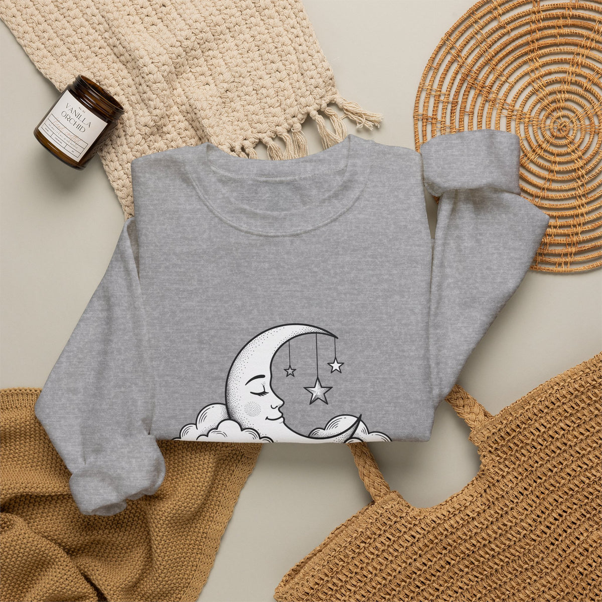 Crescent Moon Sweatshirt Nurses Career Gift Women Line Art Sweatshirt Lunar Sweatshirt Nurse Enthusiast Minimalist Sweatshirt Professional Graphic Clean
