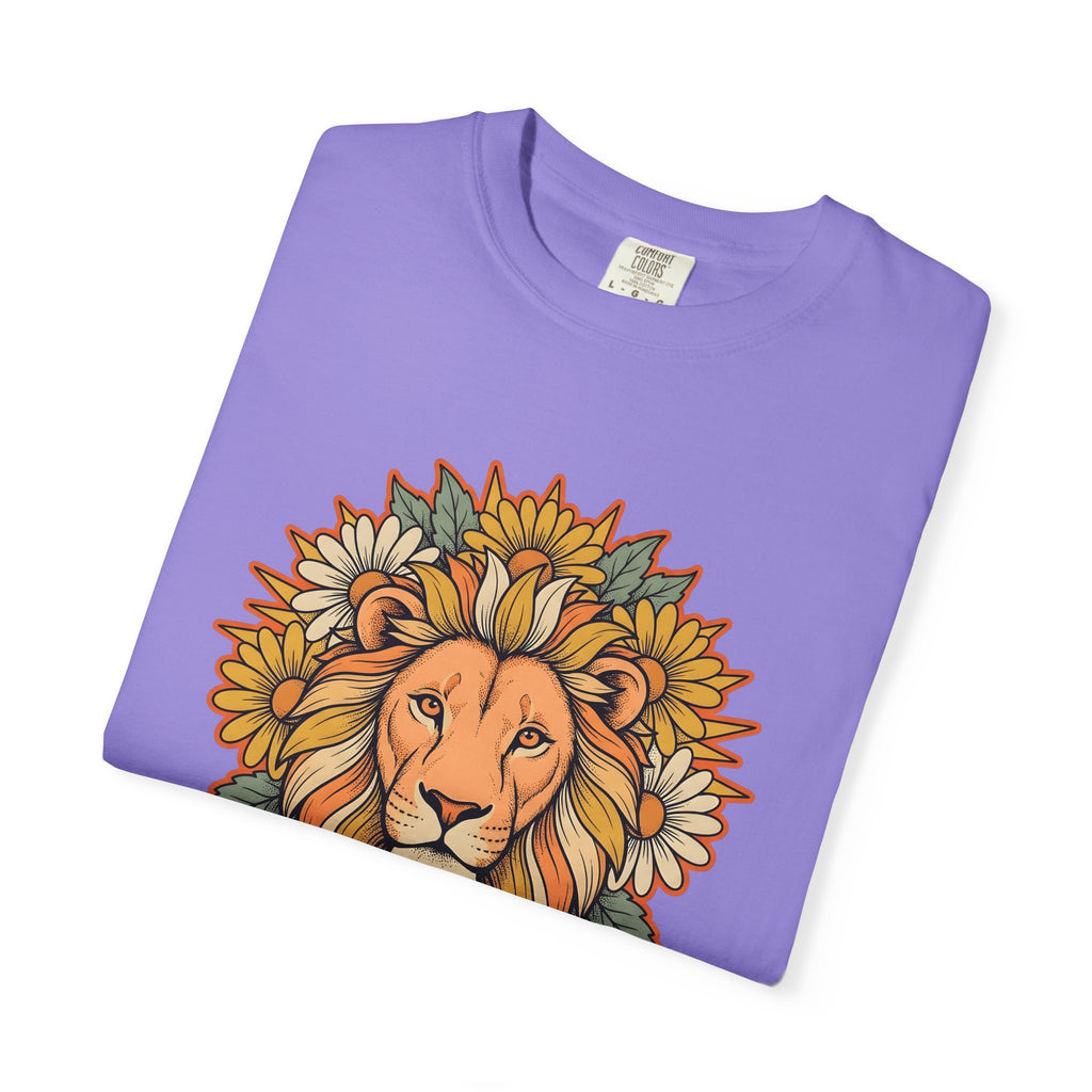 Lion Blossom Boho Chic Horoscope Gift Tribal Lion Bohemian Fan Ethnic Zodiac Classic Sunflower T-Shirt