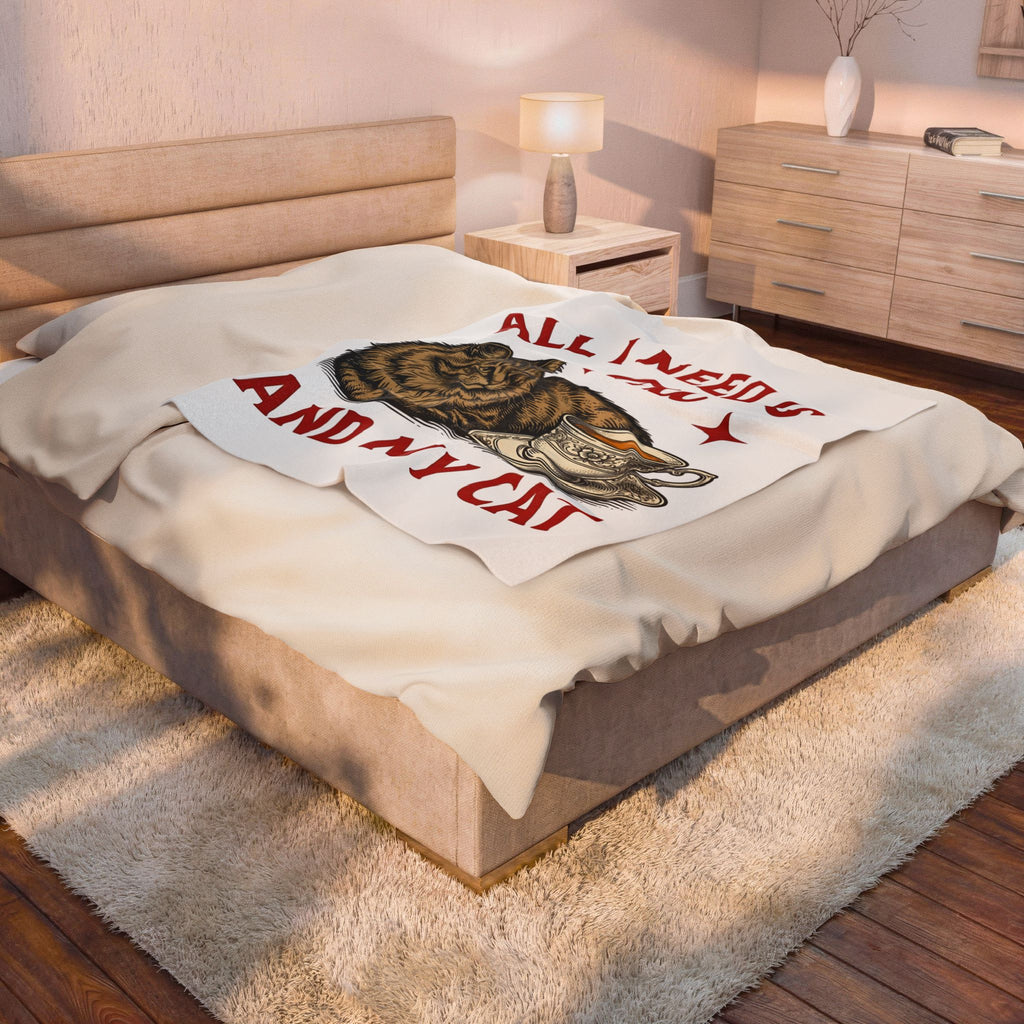 Cat Tea Cup Blanket Cat Tea Gift Women Vintage Blanket Kitty Blanket Feline Fan Retro Blanket Tea Infusion Graphic Hand Drawn Star Blanket