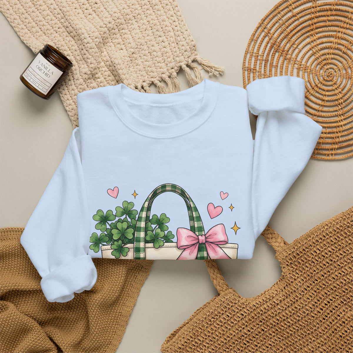 Clover Sweatshirt Sweatshirt St Patrick's Day Celebration Gift Women Paint Sweatshirt Tote Sweatshirt Shamrock Fan Painted Sweatshirt Party Graphic Sketch Pink