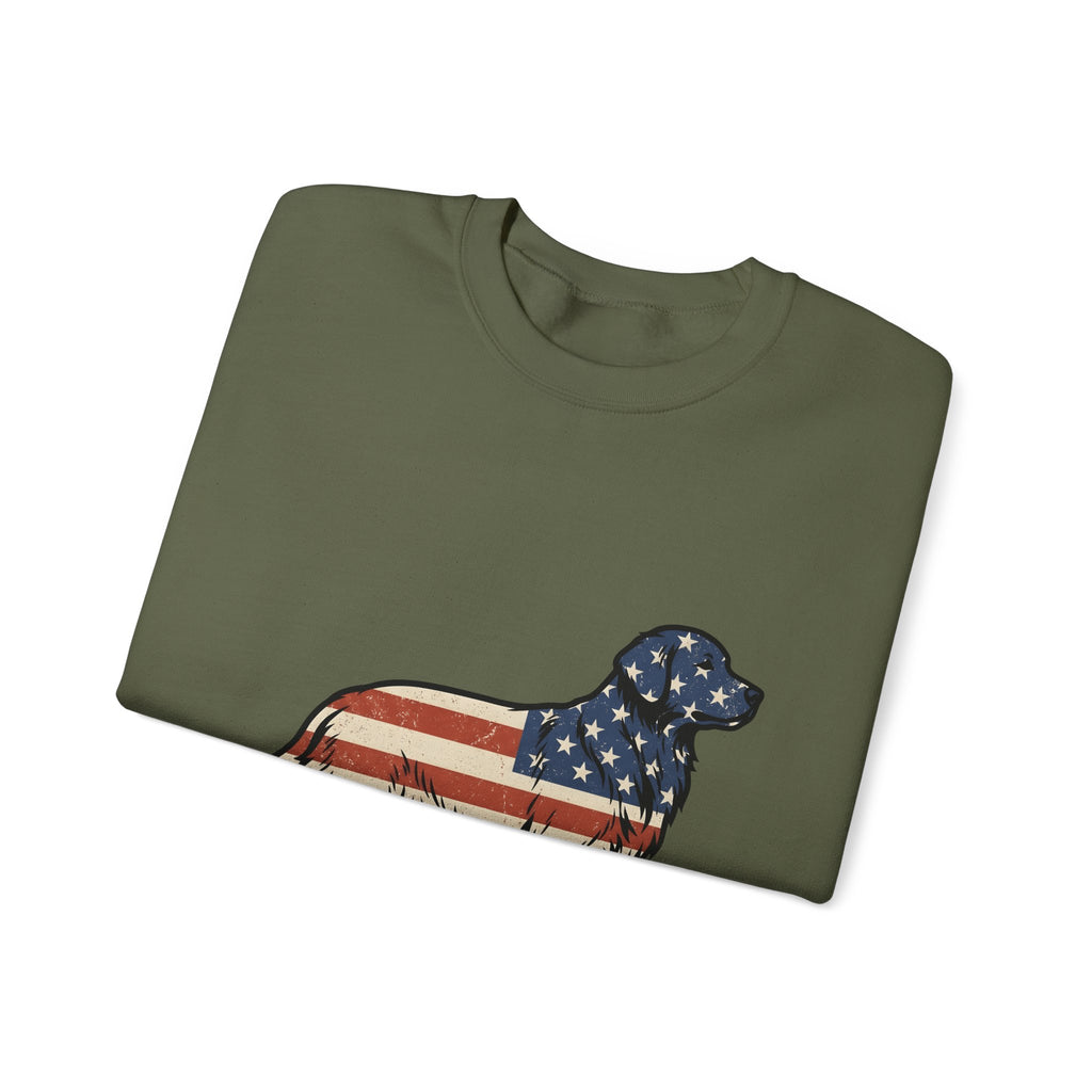Golden Retriever Sweatshirt 4th Of July Pets Gift Women Retro Sweatshirt Dog Sweatshirt Independence Day Fan Vintage Sweatshirt Animal Graphic Sketch Usa Flag