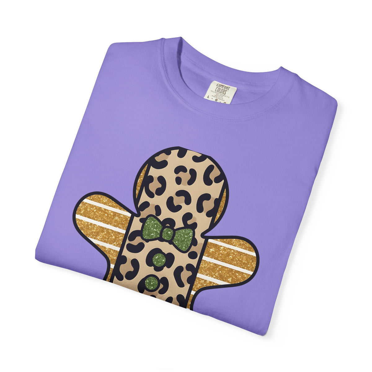Spotted Gingerbread Animal Xmas Gift Shimmer Gingerbread Man Leopard Fan Glitter Holiday T-Shirt