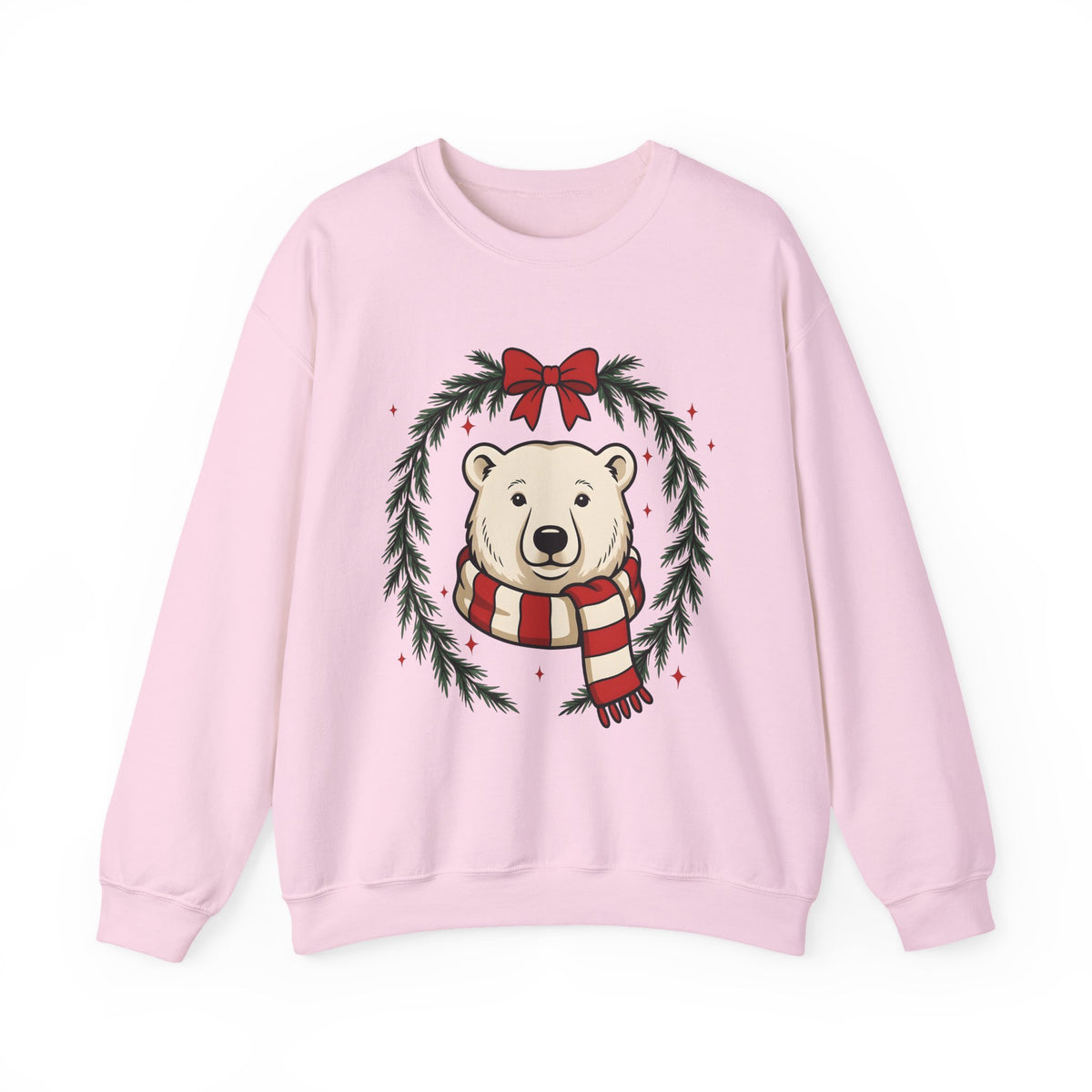 Arctic Bear Sweatshirt Christmas Wildlife Gift Women Comic Sweatshirt Polar Bear Sweatshirt Xmas Fan Cartoon Sweatshirt Animal Graphic Sketch Garland Sweatshirt