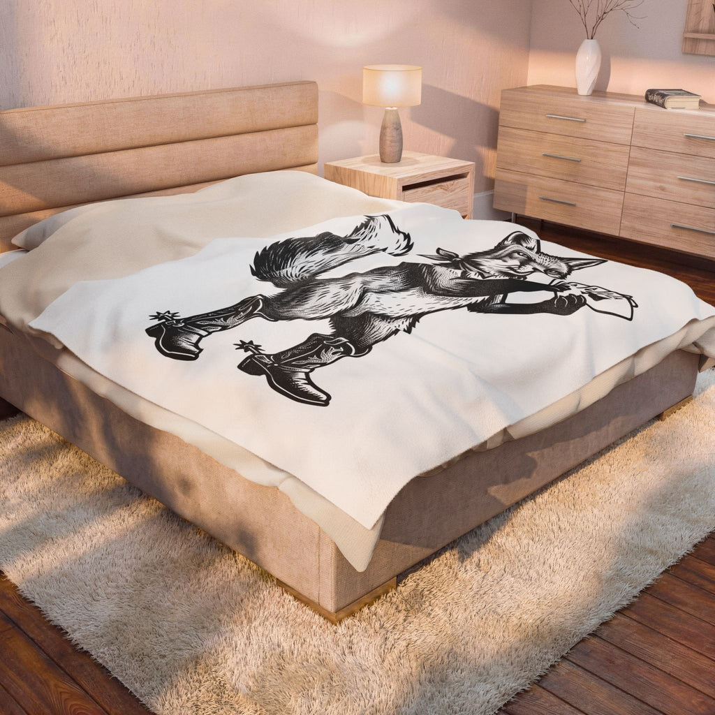 Fox Cowboy Boots Blanket Cowgirl Animal Gift Women Vintage Blanket Fox Boot Blanket Cowboy Fan Fox Graphic Kitten Illustration Hand Drawn Playing