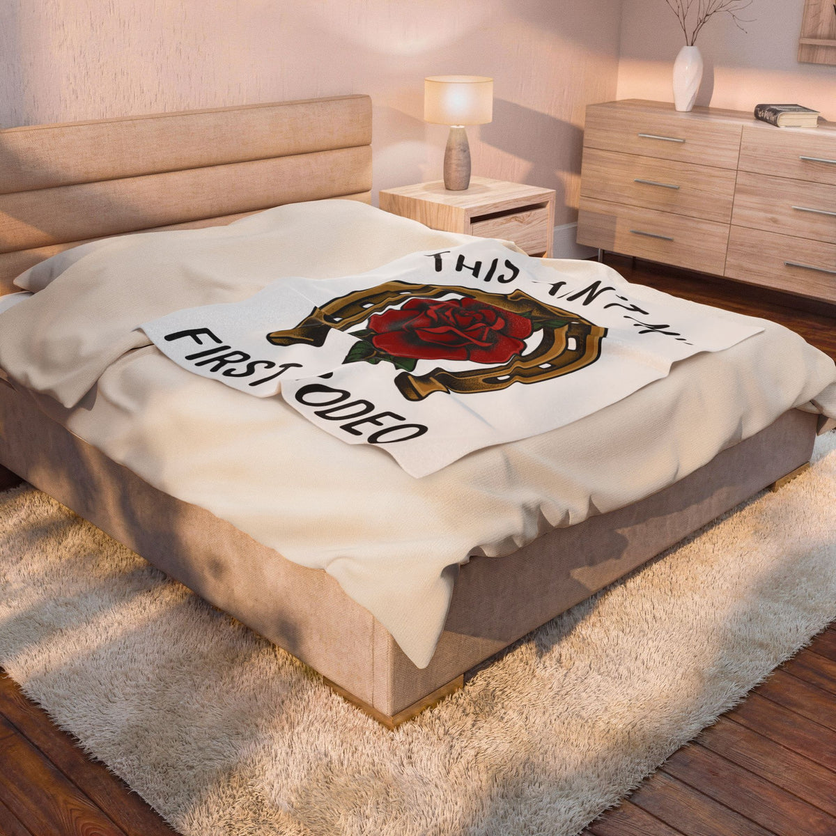 Horse Shoe Rose Blanket Cowgirl Prairie Gift Women Americana Tattoo Blanket Rose Blanket Rodeo Fan Tattooed Blanket Plains Graphic Sketch Petal