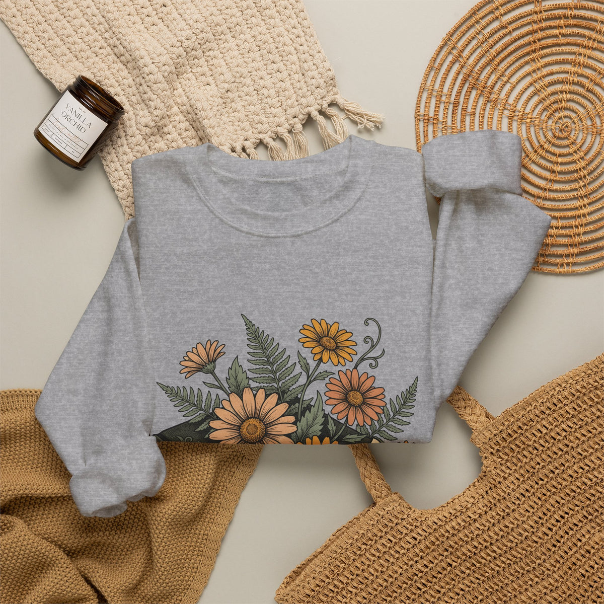 Botanical Book Sweatshirt Boho Chic Blossom Gift Women Plant Drawing Sweatshirt Floral Sweatshirt Bohemian Fan Illustrated Sweatshirt Flower Graphic Hand Drawn