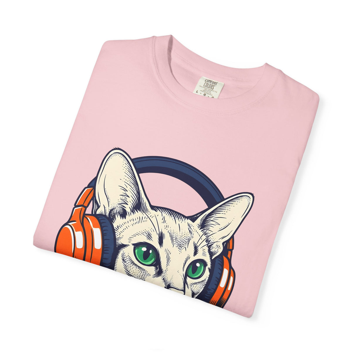 Cat Earphones T-Shirt Cat Sound Gift Women Minimalist T-Shirt Headphones T-Shirt Cat Fan Earphone T-Shirt Audio Graphic Classic Audio Gear T-Shirt