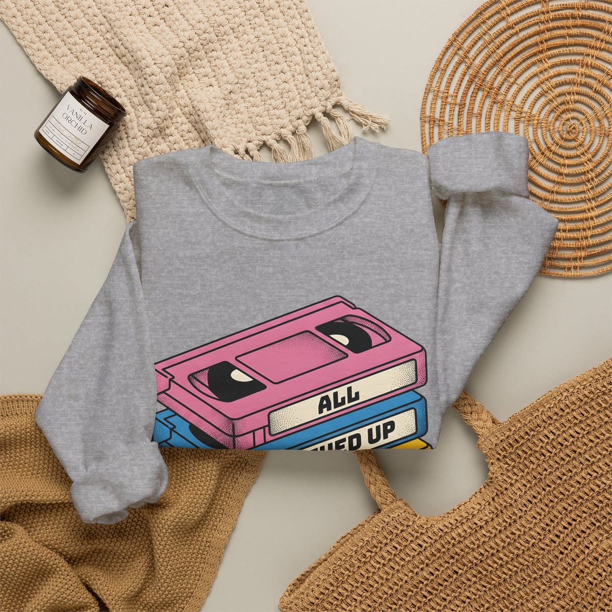 Vhs Tape Stack Sweatshirt St Valentine's Day Nostalgia Gift Women Retro Sweatshirt Videotape Sweatshirt Valentine Fan Vintage Sweatshirt Retro Illustration Pop