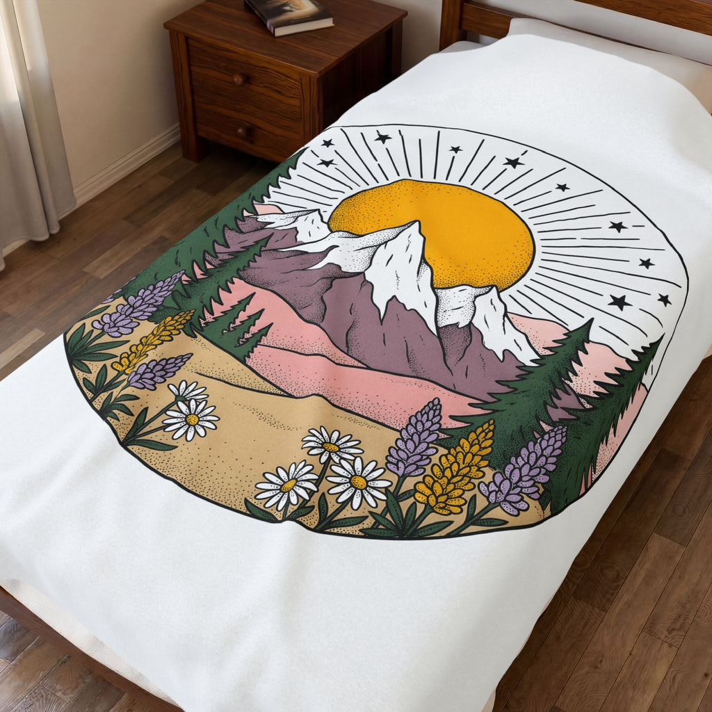Mountain Scenery Blanket Nature Camping Gift Women Rustic Blanket Landscape Blanket Outdoors Enthusiast Distressed Blanket Outdoor Graphic Vintage