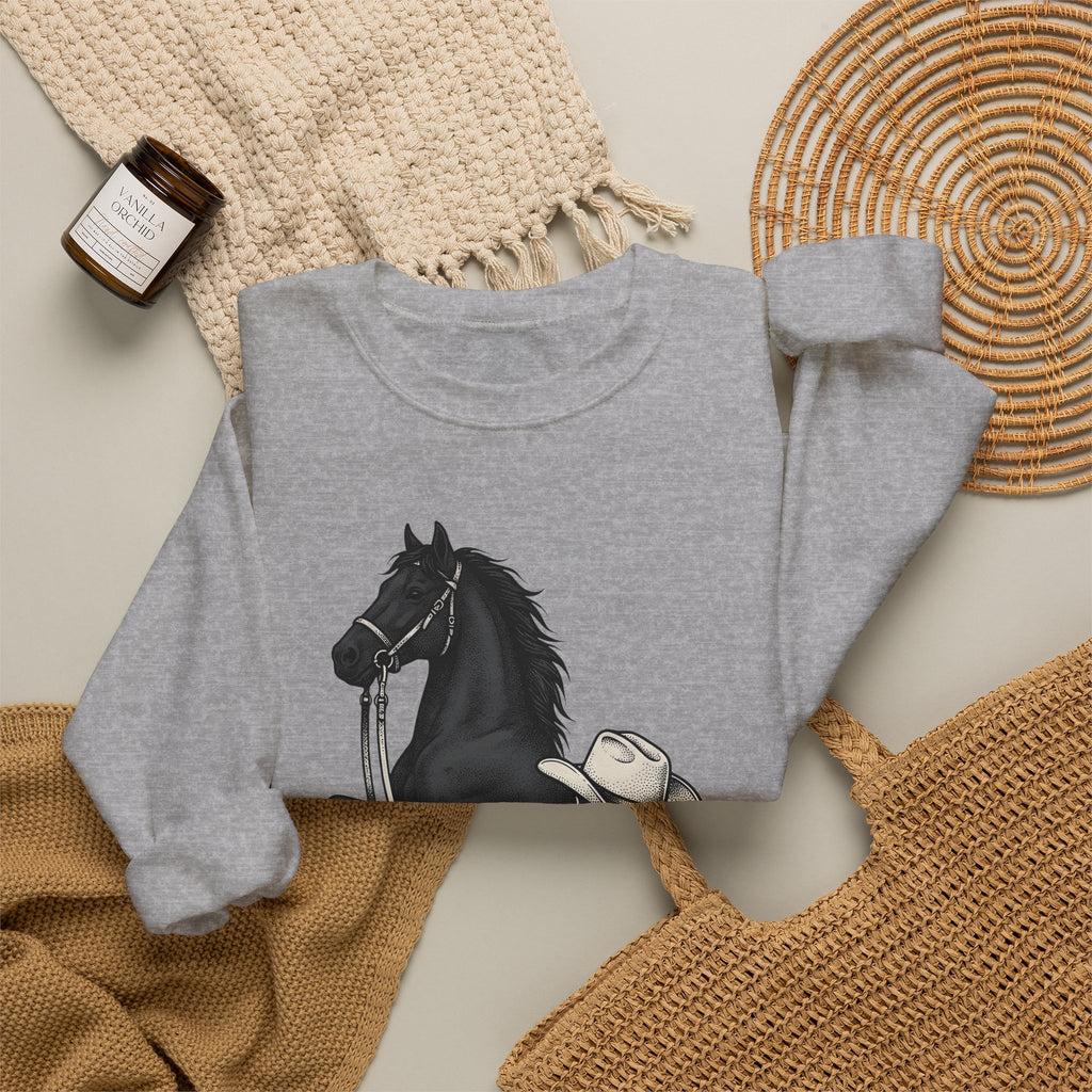 Ranch Horse Sweatshirt Cowgirl Cowboy Gift Women Old School Sweatshirt Ranch Horse Sweatshirt Rodeo Fan Vintage Sweatshirt Cowboy Graphic Line Art Power Bolt