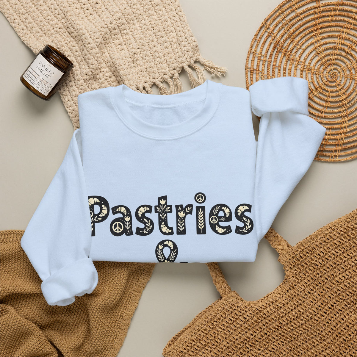 Pastry Peace Logo Sweatshirt Desserts Bakery Gift Women Fun Sweatshirt Pastry Logo Sweatshirt Sweets Fan Retro Sweatshirt Bakery Design Vintage Flower Sweatshirt