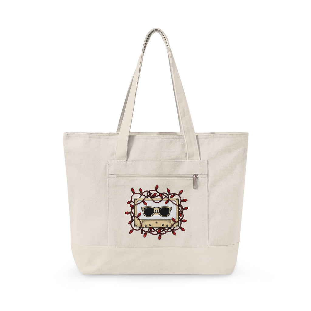 Cassette Tape Tote Bag Christmas Music Gift Women Retro Tote Bag Mixtape Tote Bag Xmas Fan Retro Tote Bag Melody Graphic Vintage Sunglasses Tote Bag