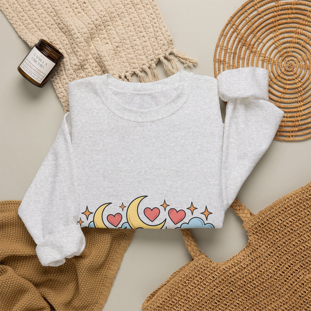 Moon Love Clouds Sweatshirt Mom Wedding Gift Women Fairy Tale Sweatshirt Lunar Sweatshirt Mother Enthusiast Mythical Sweatshirt Bridal Graphic Vintage Sparkle