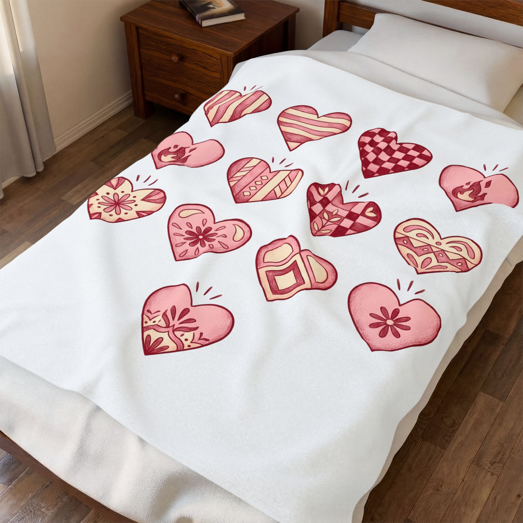 Love Heart Blanket Boho Chic Romance Gift Women Tribal Blanket Heart Blanket Bohemian Enthusiast Tribal Blanket Valentine Graphic Old School Bloom