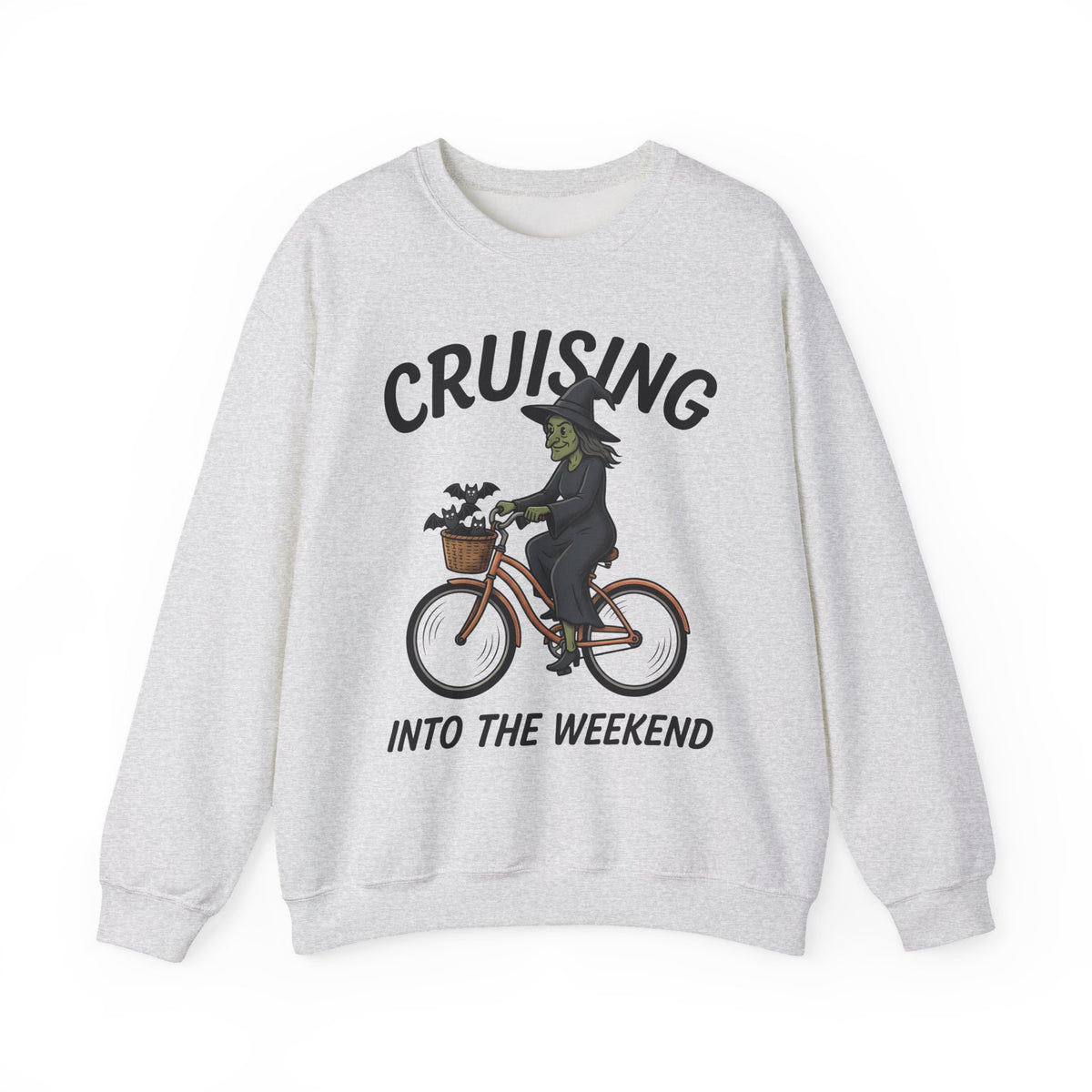 Witch Cycle Sweatshirt Halloween Prank Gift Women Doodle Sweatshirt Witchcraft Sweatshirt Horror Fan Witchy Sweatshirt Prank Graphic Classic Bat Silhouette