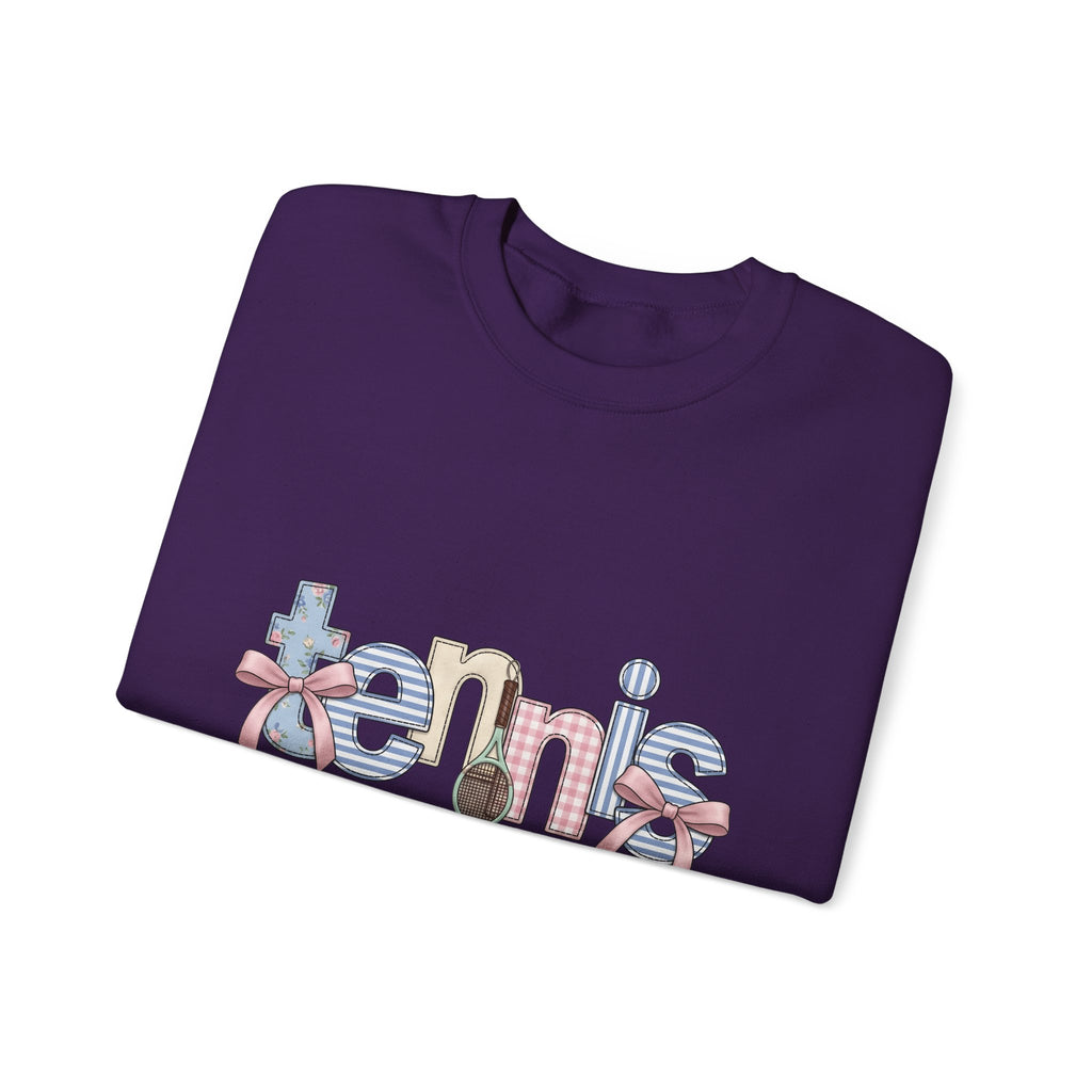 Tennis Racket Sweatshirt Tennis Mom Sports Gift Women Cute Sweatshirt Racquet Sweatshirt Tennis Enthusiast Kawaii Sweatshirt Athletic Graphic Retro Pink Bow