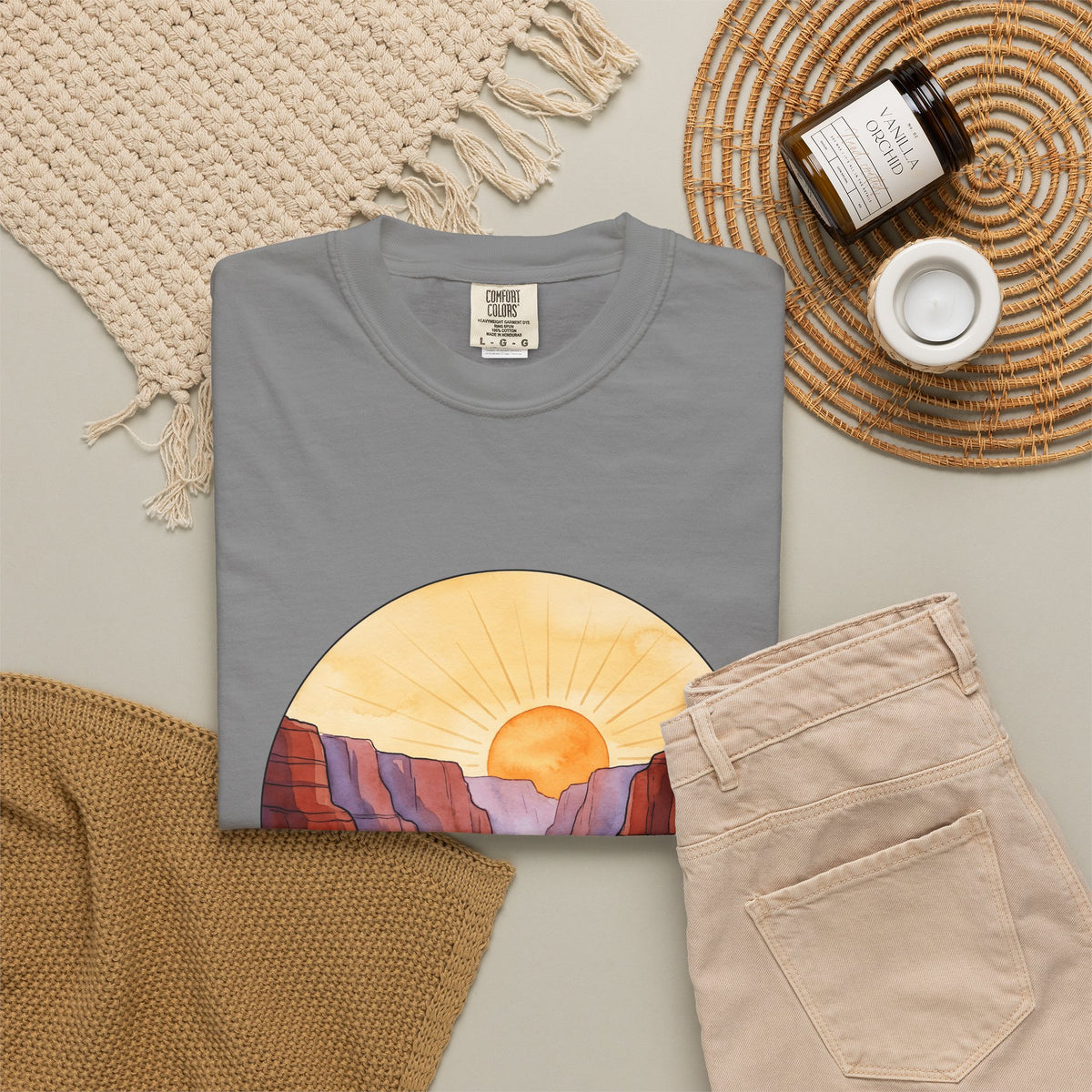 Desert Canyon T-Shirt Nature Hiking Gift Women Hand Painted T-Shirt Canyon T-Shirt Outdoors Enthusiast Painted T-Shirt Trekker Graphic Retro Dawn