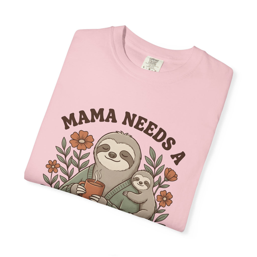 Sloth Mother Moms Espresso Gift Kawaii Sloth Mom Enthusiast Cute Coffee Sketch Blossoms T-Shirt