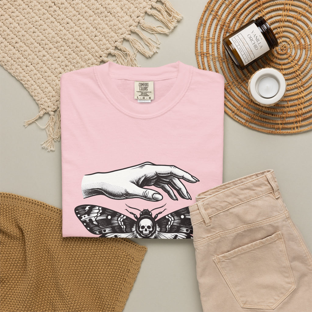 Skeleton Moth T-Shirt Boho Chic Dark Fashion Gift Women Traditional Tattoo T-Shirt Moth T-Shirt Bohemian Fan Sailor T-Shirt Gothic Graphic Antique