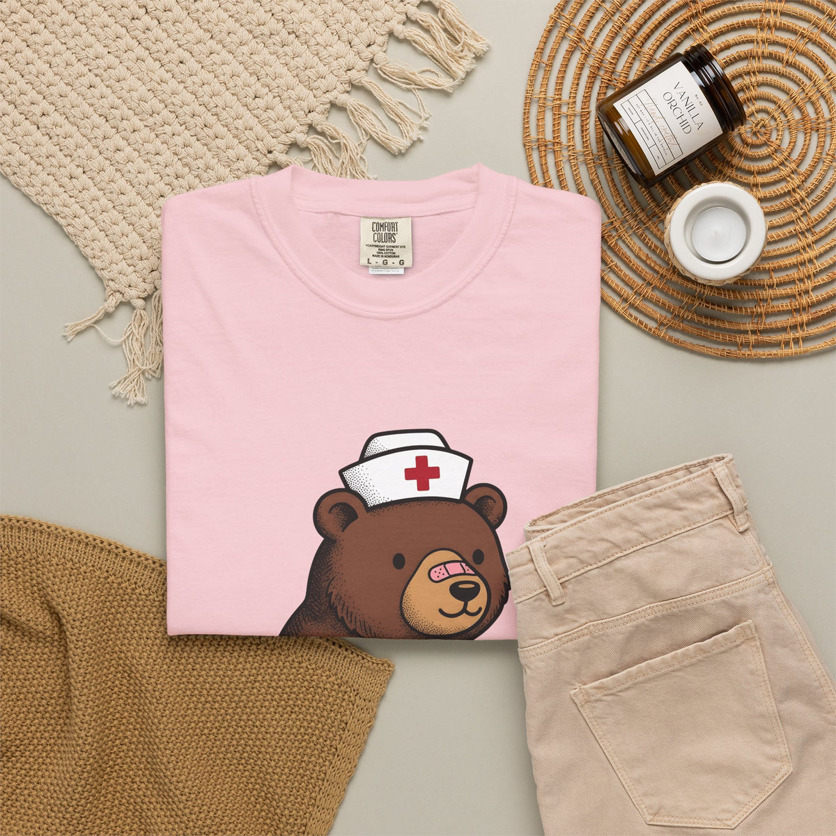 Nurse Bear T-Shirt Nurse Animal Gift Women Cute T-Shirt Teddy Bear T-Shirt Nursing Enthusiast Kawaii T-Shirt Creature Graphic Cartoon Nurse Hat