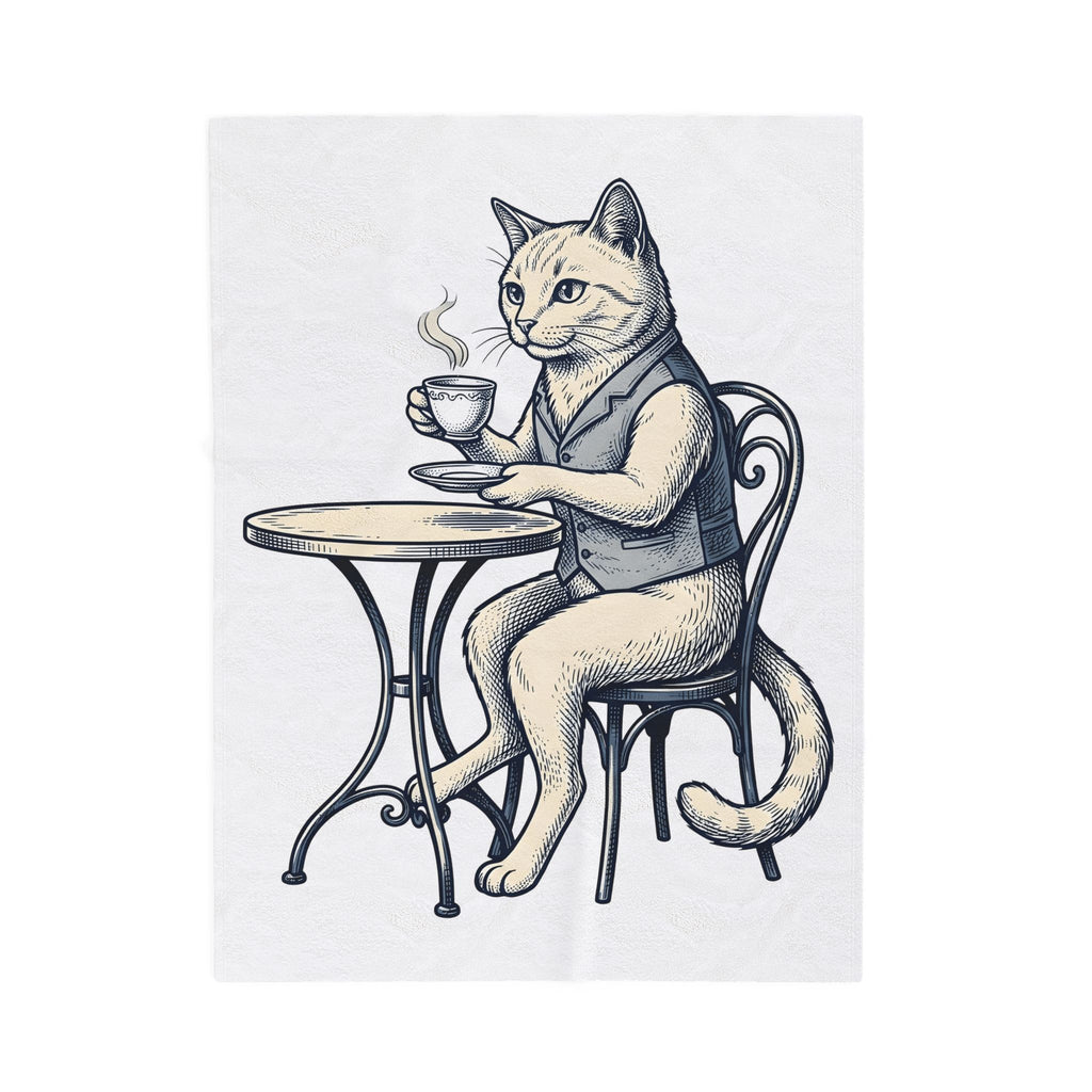 Cat Mocha Blanket Coffee Creature Gift Women Nostalgic Blanket Kitten Blanket Coffee Fan Animal Graphic Doodle Café Bench Blanket