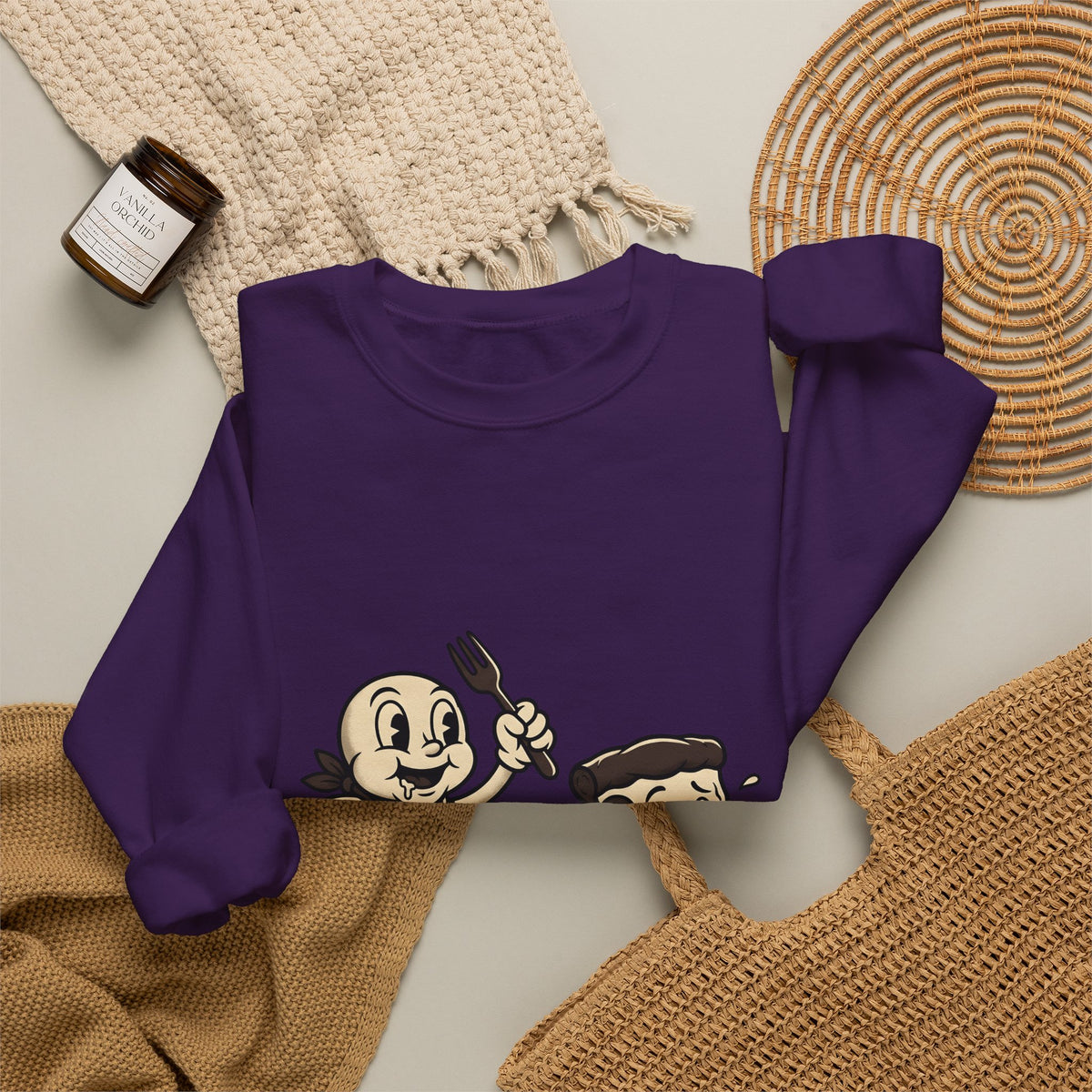 Cartoon Pizza Chase Sweatshirt Funny Meal Gift Women Hand Drawn Sweatshirt Pizza Sweatshirt Humor Fan Doodle Graphic Sweatshirt Line Art Pizza Piece Sweatshirt