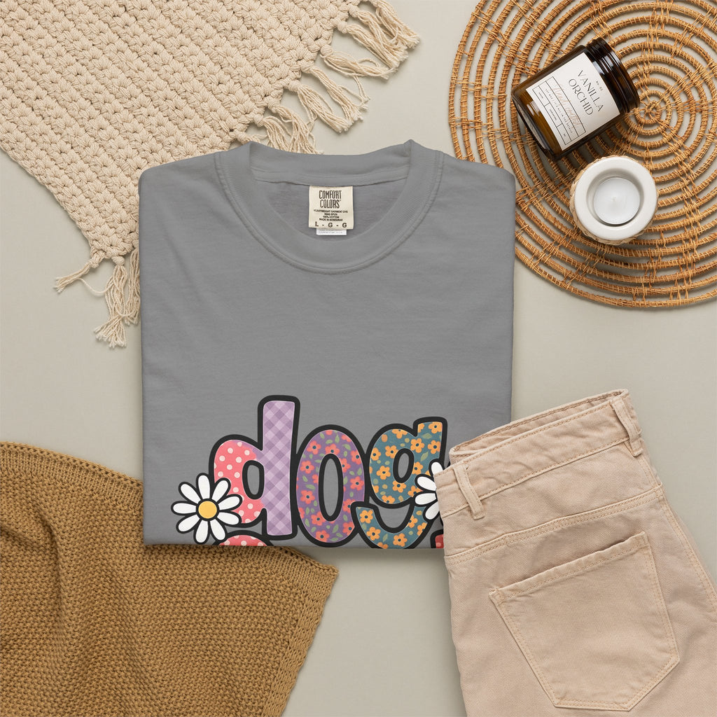 Floral Lettering Print T-Shirt Dog Niece Gift Women Sketch T-Shirt Typography T-Shirt Dog Fan Hand Drawn T-Shirt Niece Graphic Cartoon Chamomile