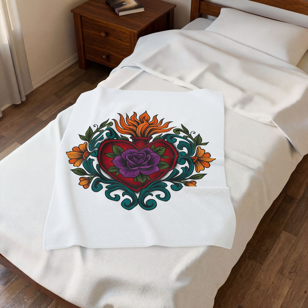 Love Blossom Boho Chic Bloom Gift Ink Flower T Blanket
