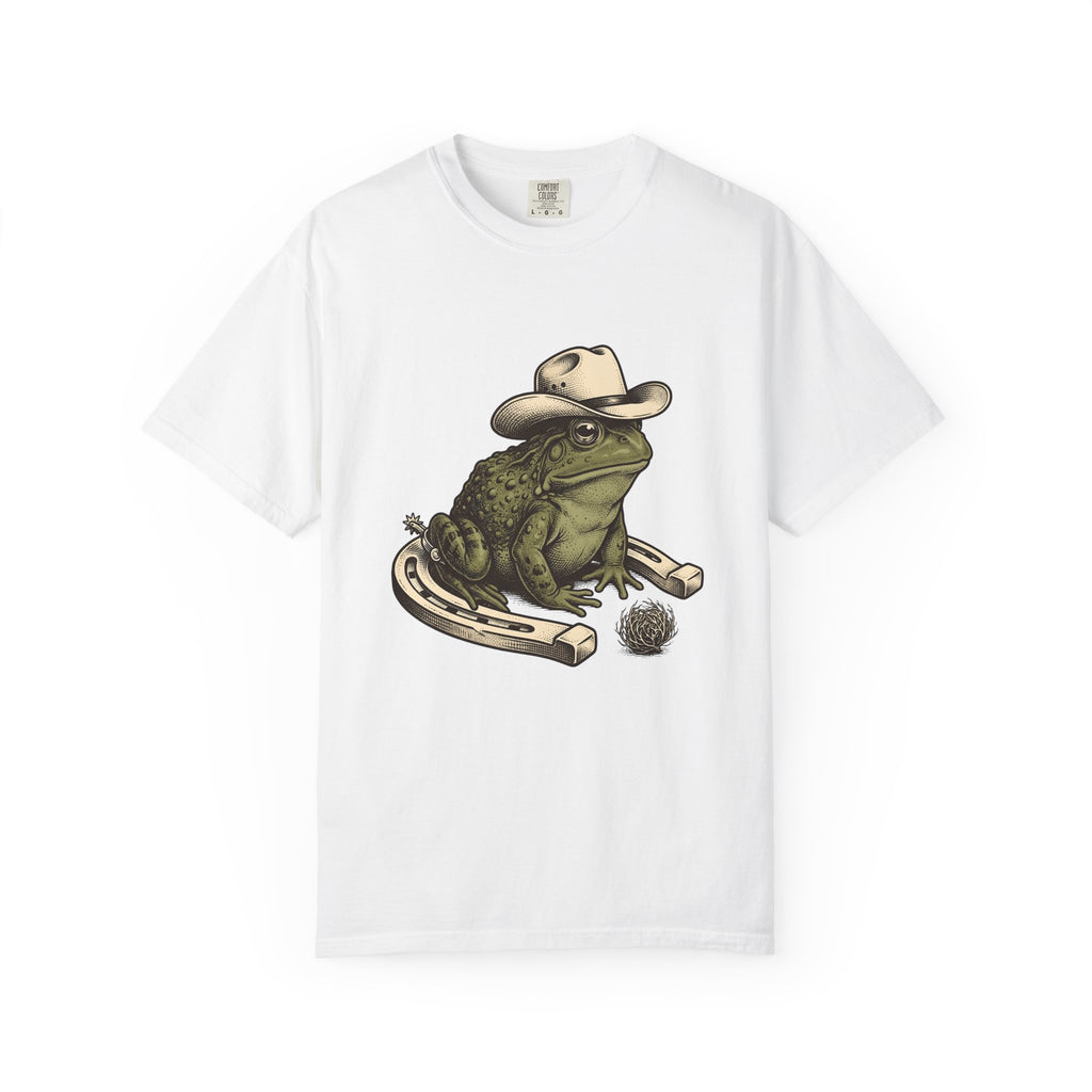 Rodeo Frog T-Shirt Cowgirl Ranch Gift Women Classic T-Shirt Toad T-Shirt Cowgirl Fan Vintage T-Shirt Farm Graphic Line Art Metal Horseshoe T-Shirt