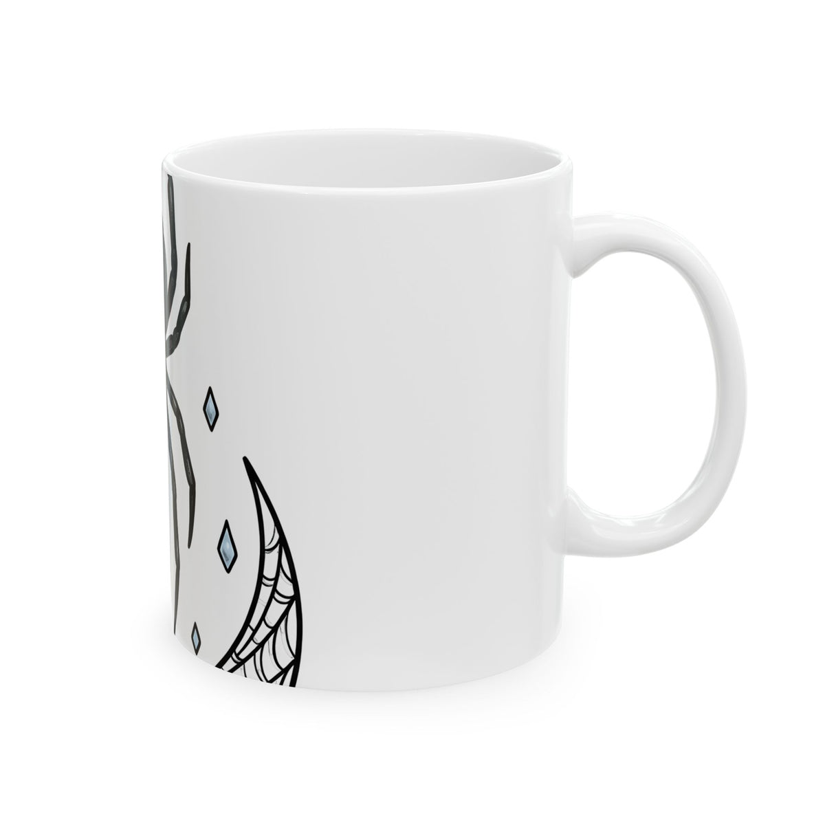 Black Spider Mug Halloween Mysticism Gift Women Horror Mug Tarantula Mug Halloween Fan Spooky Mug Occult Graphic Sketch Crescent