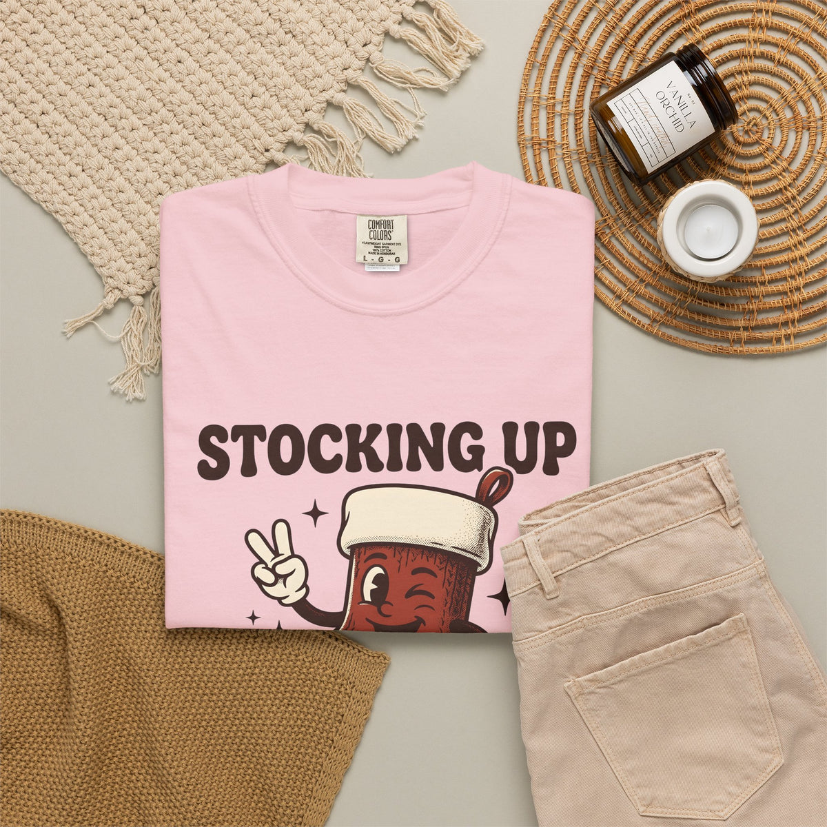 Christmas Stocking Character Christmas Humor Gift Vintage Stocking Holder Christmas Fan Retro T-Shirt