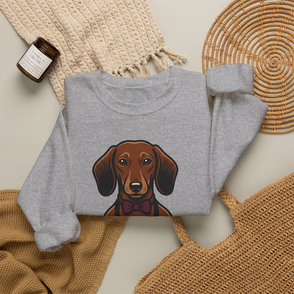 Dachshund Beer Sweatshirt Dog Humor Gift Women Cartoon Sweatshirt Wiener Dog Sweatshirt Dog Fan Comic Sweatshirt Funny Graphic Vintage Bow Tie Sweatshirt