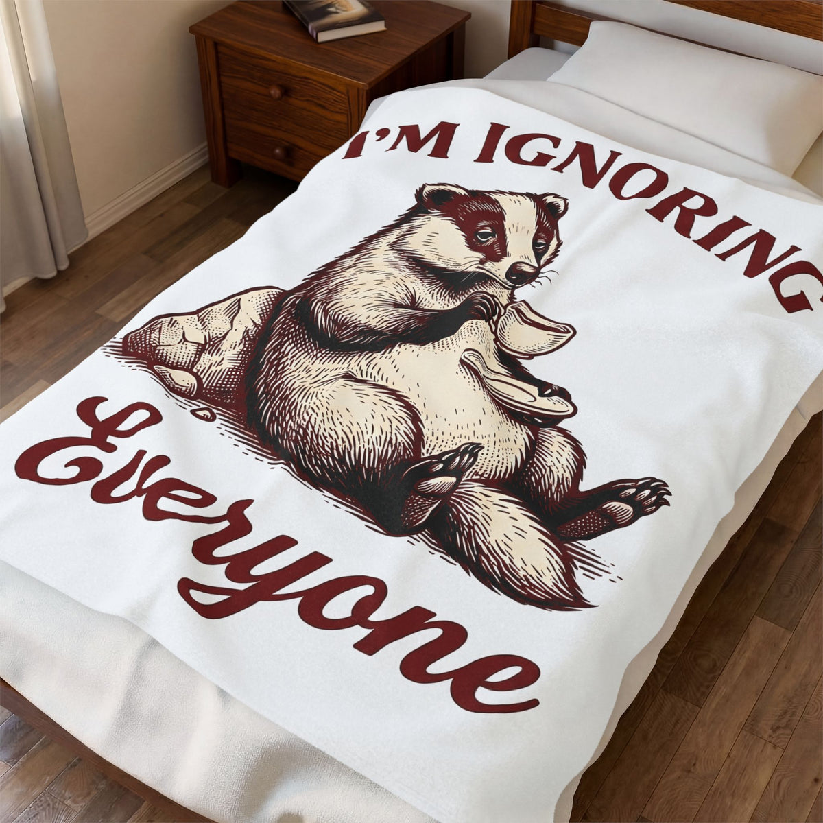 Badger Tea Funny Creatures Gift Sketch Tea Humor Fan Drawing Cartoon Tea Cup Blanket