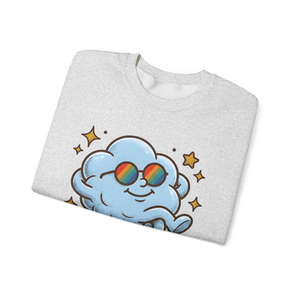 Smiling Cloud Boho Chic Inspiration Gift Comic Cloud Hippie Fan Cartoon Motivational Vintage Sweatshirt