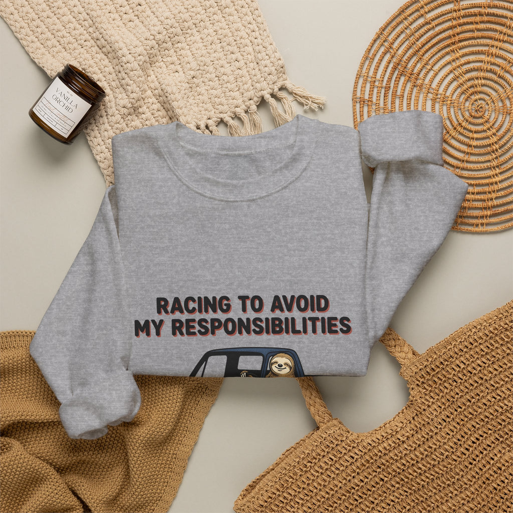 Sloth Truck Sweatshirt Funny Beast Gift Women Animated Sweatshirt Slow Loris Sweatshirt Humor Fan Cartoon Sweatshirt Creature Graphic Line Art Retro Truck