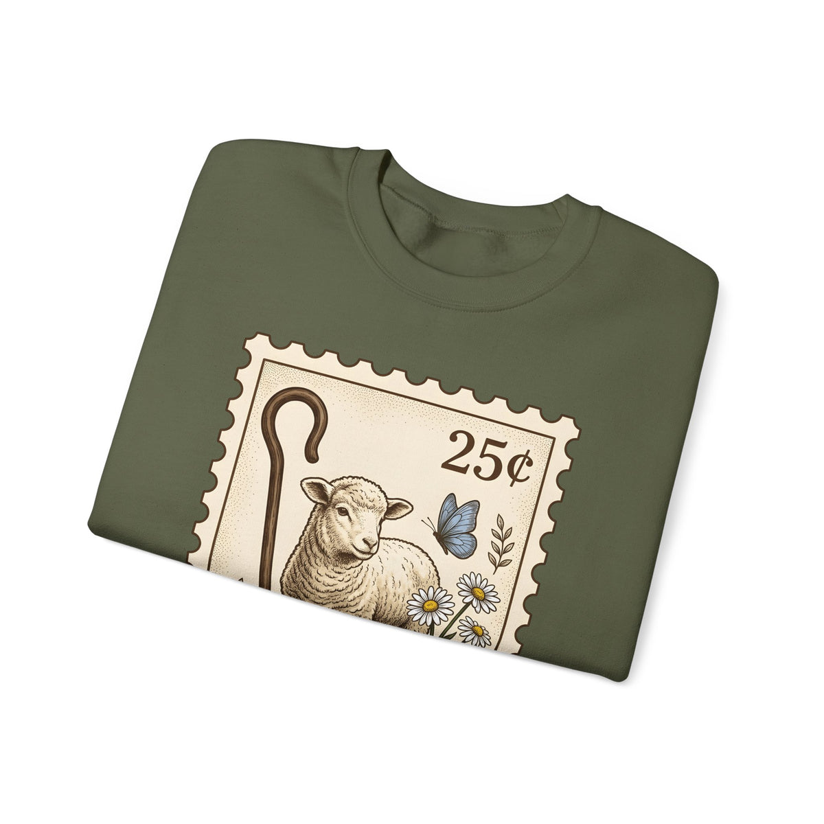 Lamb Drawing Sweatshirt Easter Farmland Gift Women Rustic Sweatshirt Sheep Sweatshirt Spring Fan Country Sweatshirt Farm Graphic Doodle Field Flowers Sweatshirt