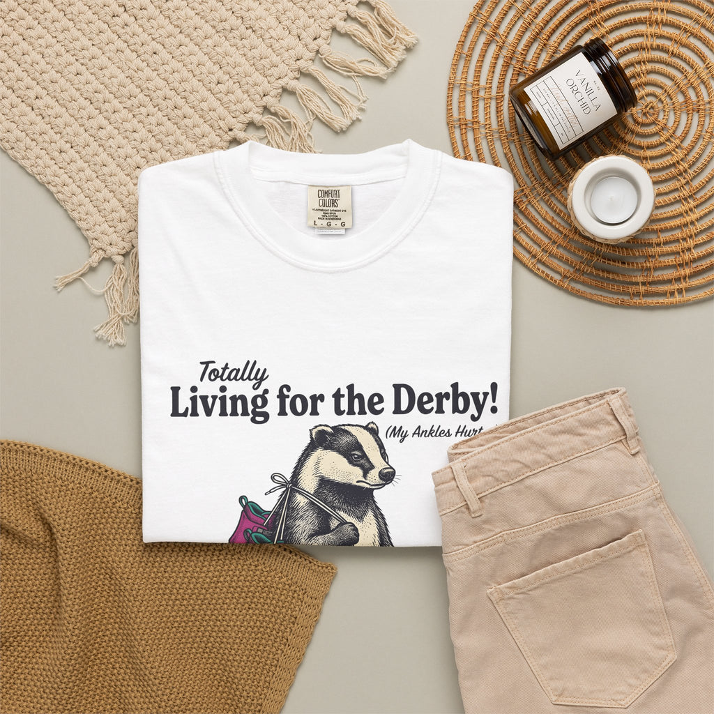 Badger Roller Skates T-Shirt Funny Pet Gift Women Retro T-Shirt Roller Skating T-Shirt Humor Fan Vintage T-Shirt Animal Graphic Sketch Creature