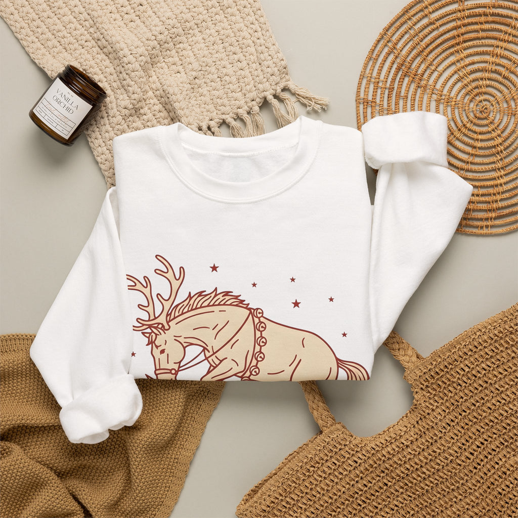 Stag Sweatshirt Christmas Creatures Gift Women Hand Drawn Sweatshirt Deer Sweatshirt Xmas Fan Illustrated Sweatshirt Animal Graphic Classic Twinkles Sweatshirt
