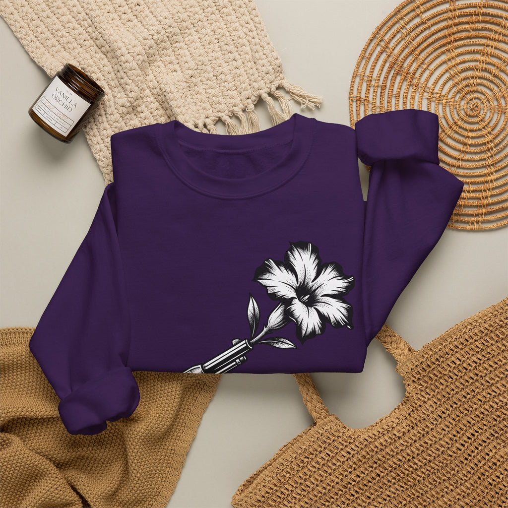 Revolver Flower Sweatshirt Cowgirl Western Gift Women Tattoo Sweatshirt Gunflower Sweatshirt Rodeo Fan Traditional Sweatshirt Country Graphic Vintage Hibiscus