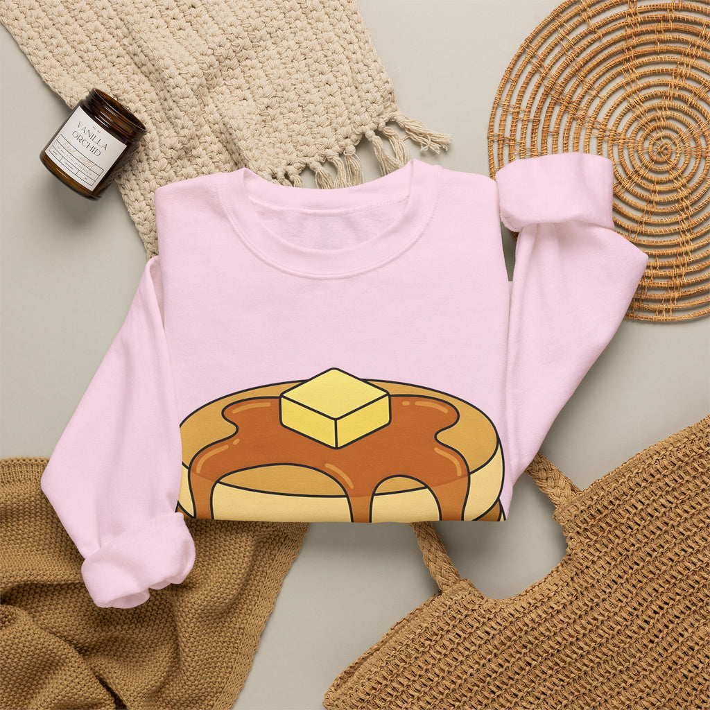 Flapjack Pile Sweatshirt Desserts Brunch Gift Women Comic Sweatshirt Granola Bar Sweatshirt Pastry Fan Cartoon Sweatshirt Breakfast Graphic Simple Honey Sweatshirt