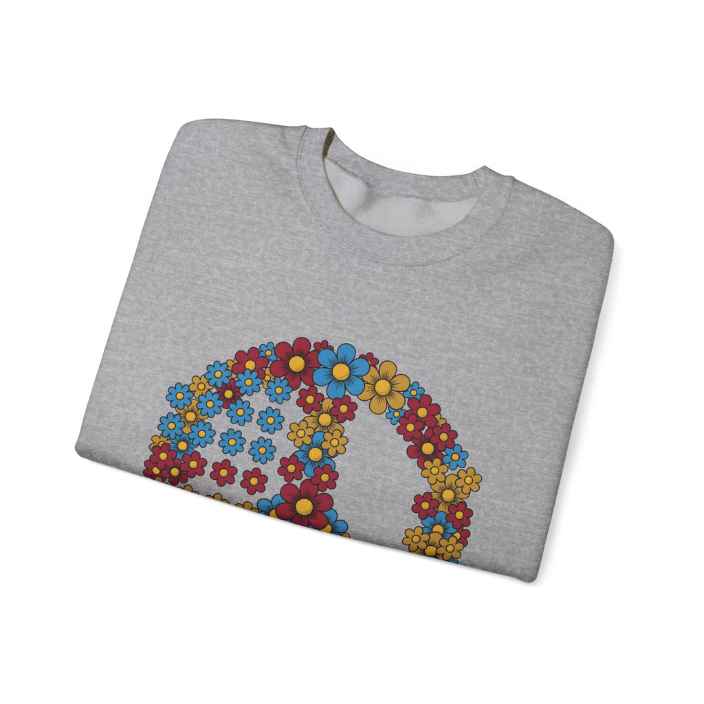 Peace Symbol Flower Sweatshirt N Symbol Gift Women Hippie Sweatshirt Peace Sign Sweatshirt Nature Enthusiast Bohemian Sweatshirt Iconic Graphic Retro Chamomile