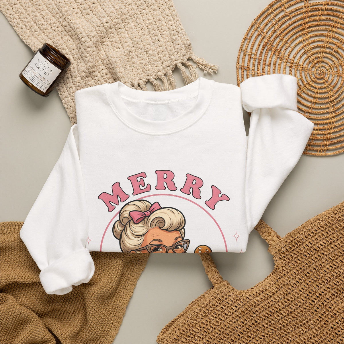 Grandma Cookie Christmas Pastry Gift Comic Cookie Christmas Fan Cartoon Bakery Vintage Sweatshirt
