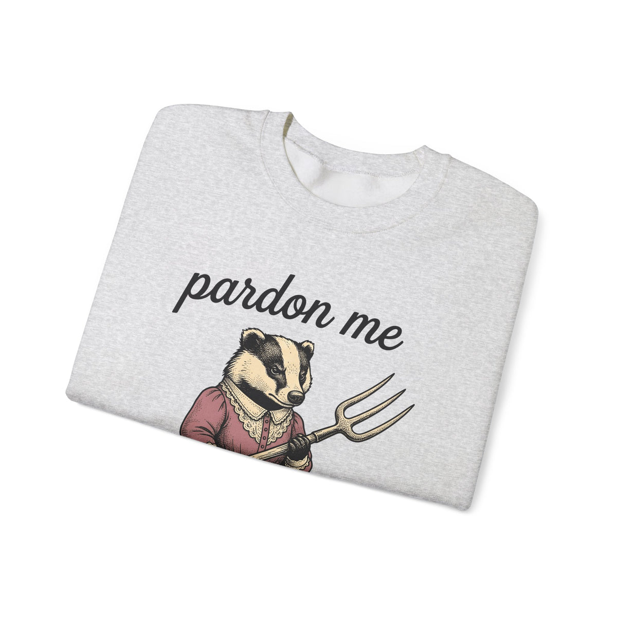 Badger Attire Sweatshirt Funny Critter Gift Women Rustic Sweatshirt Badger Sweatshirt Humor Fan Folk Sweatshirt Animal Graphic Doodle Fork Tool Sweatshirt