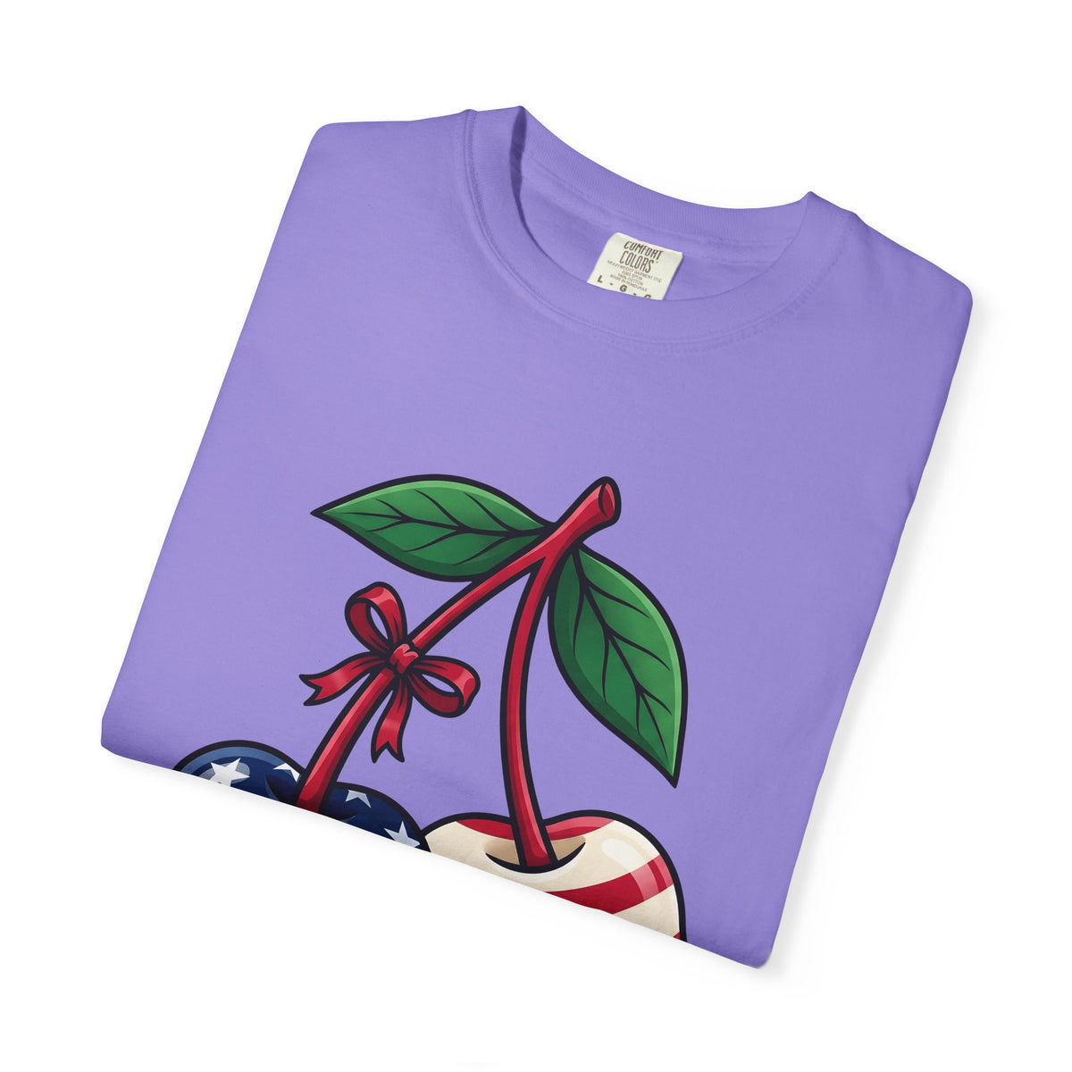 American Cherries 4Th Of July Beach Gift Comic Cherry Independence Day Fan Cartoon Coastal T-Shirt