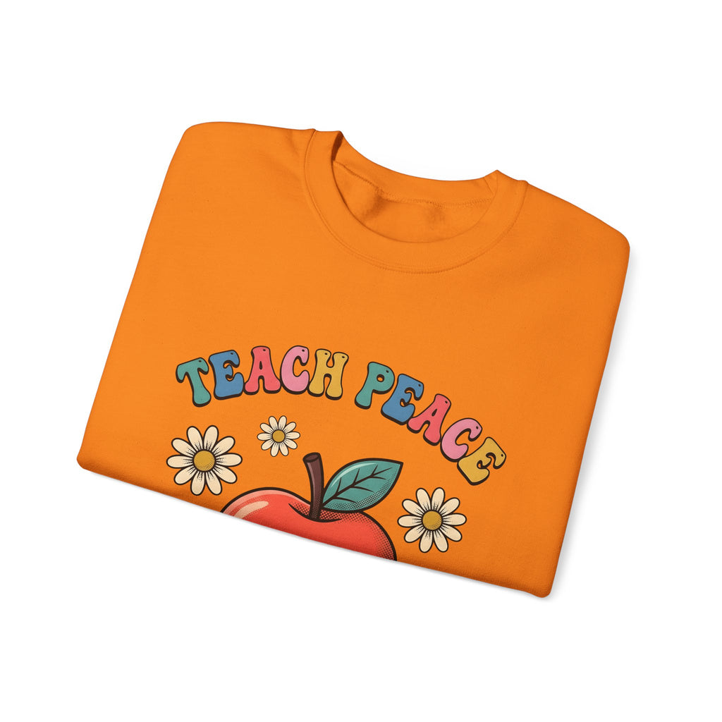 Happy Apple Sweatshirt Teachers Harmony Gift Women Comic Sweatshirt Fruit Sweatshirt Educator Enthusiast Cartoon Sweatshirt Balance Graphic Vintage Wildflowers