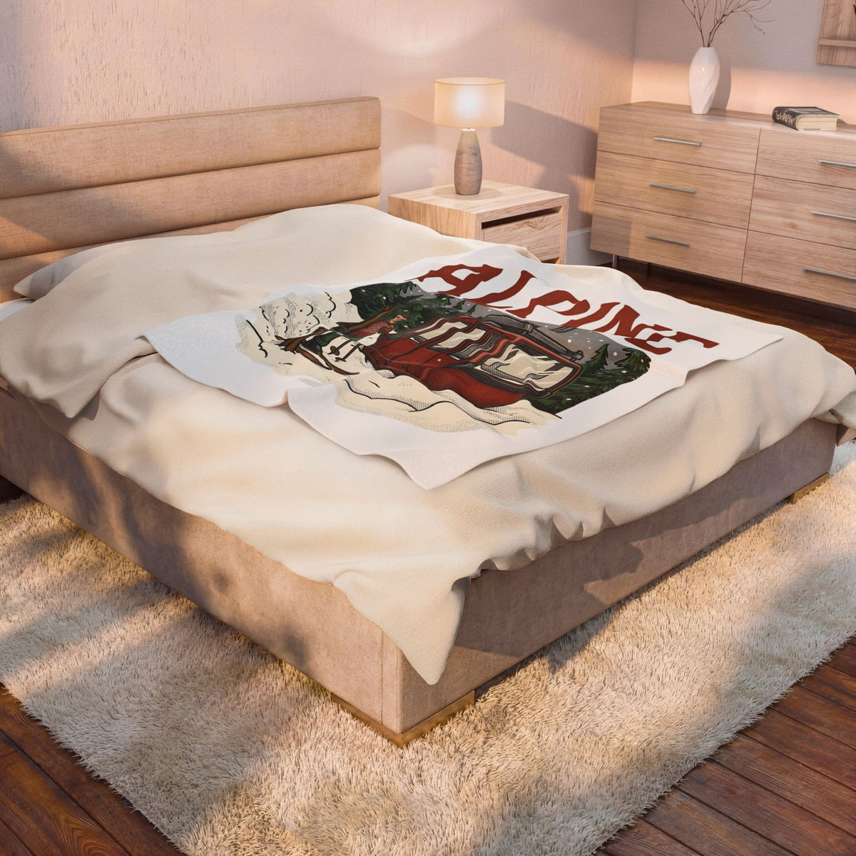 Ski Lift Blanket Christmas Winter Gift Women Vintage Blanket Chairlift Blanket Holiday Fan Retro Blanket Frosty Graphic Hand Drawn Evergreen Trees