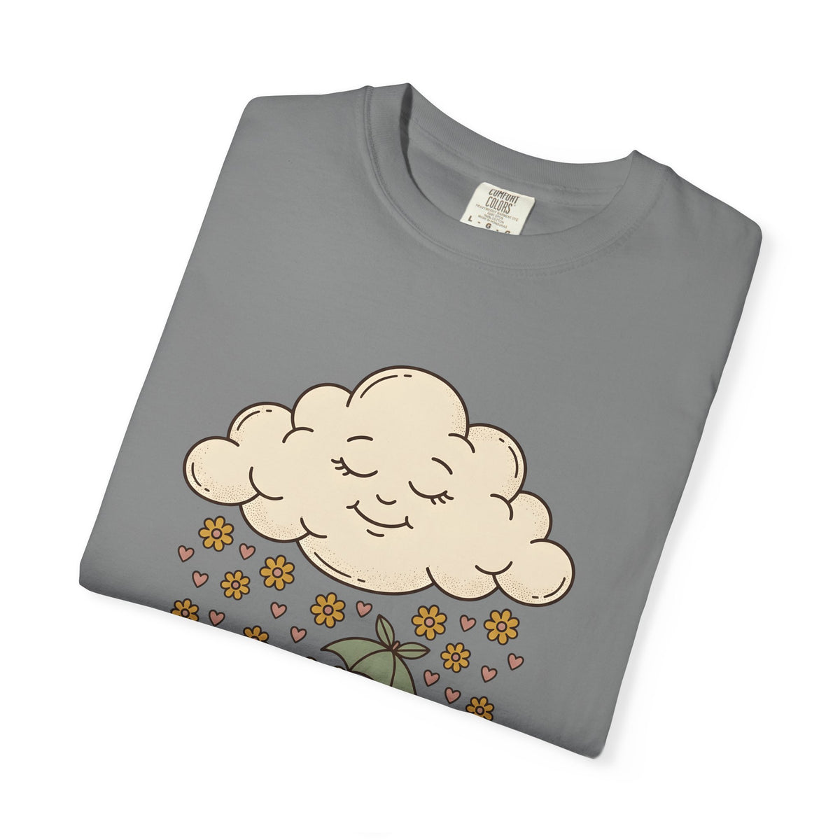 Joyful Cloud T-Shirt Boho Chic Encouragement Gift Women Cartoon T-Shirt Cloud T-Shirt Bohemian Fan Illustrated Graphic T-Shirt Hand Drawn Bloom
