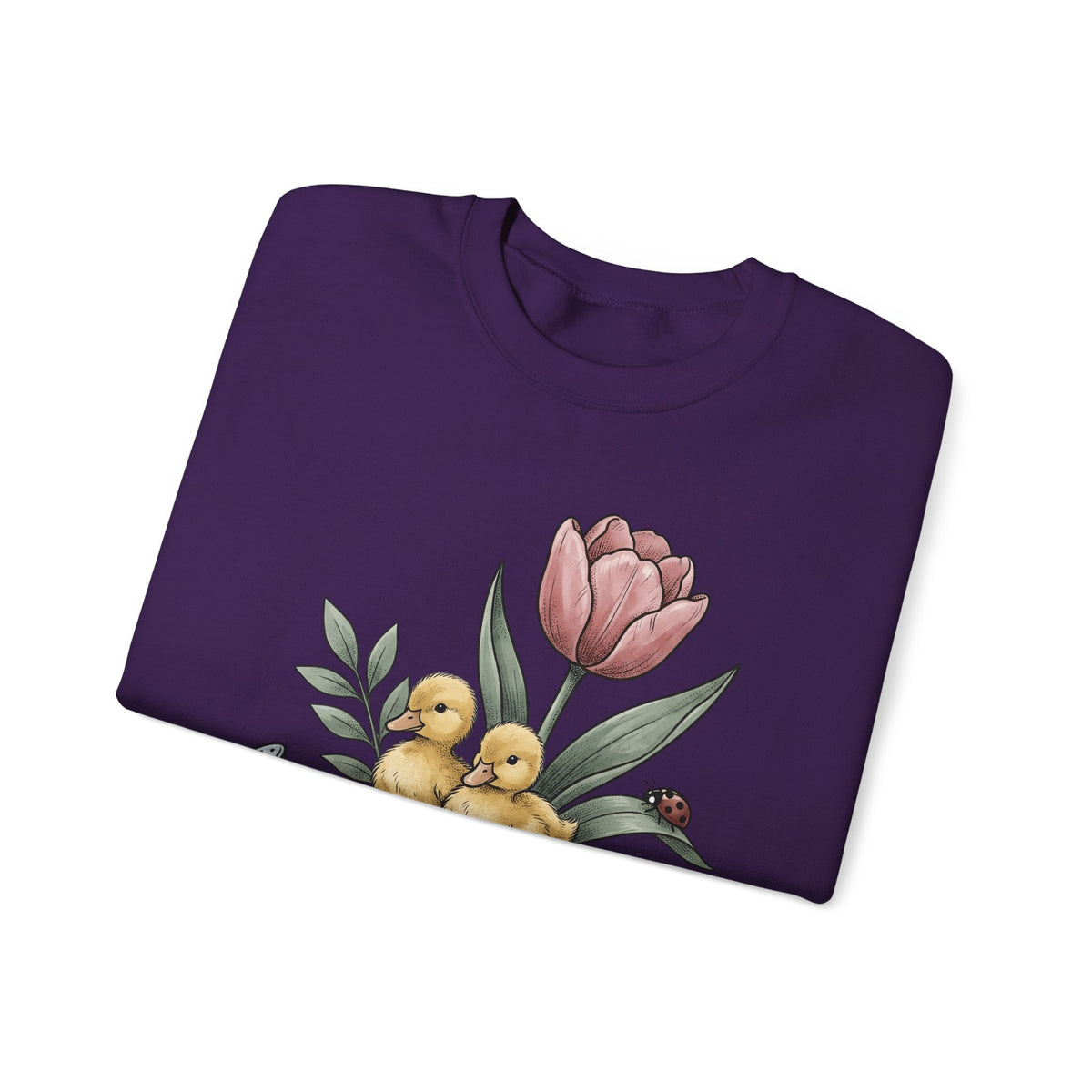 Baby Ducks Watering Pot Sweatshirt Easter Garden Gift Women Sketch Sweatshirt Duckling Sweatshirt Spring Fan Doodle Sweatshirt Gardening Graphic Retro Flower